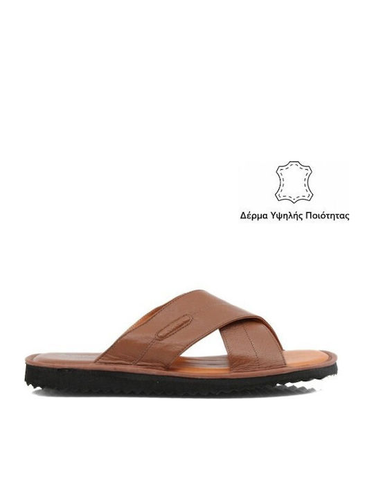 Leder Herrensandalen in Tabac Braun Farbe