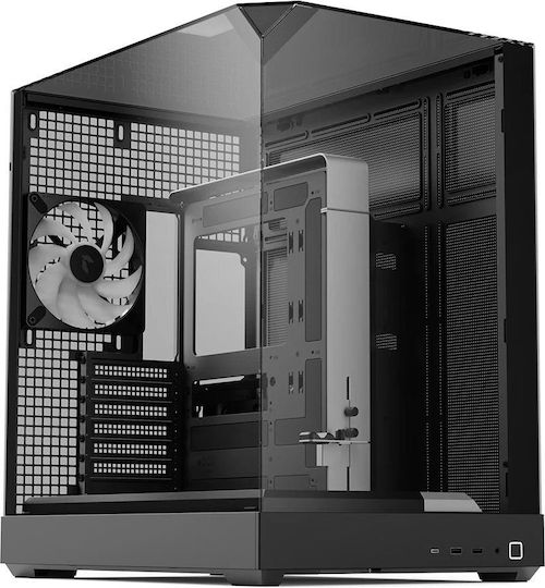 V2-F-BK-v1 Gaming Midi Tower Computer Case with Side Window Black