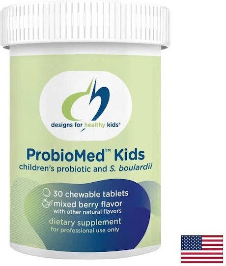 Designs for Health Probiomed Kids Хранителна Добавка с Пробиотици и Пребиотици за Деца и Бебета 123 мг 1 Таблетка Плод