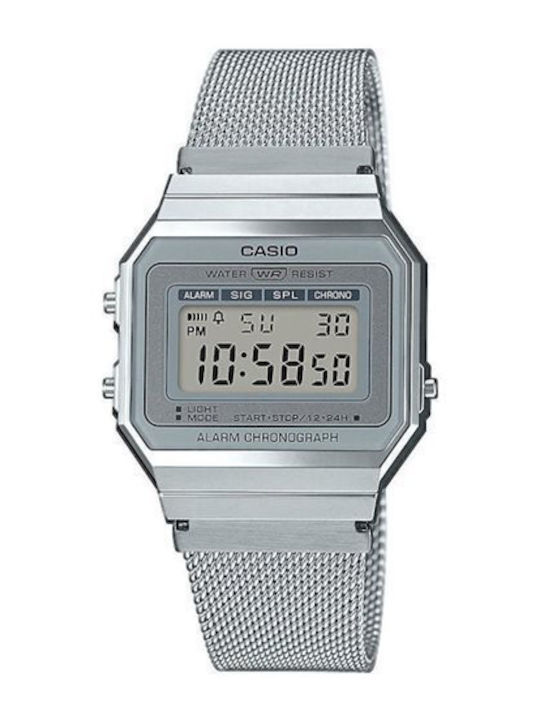 Casio Мъжки Ръчен Часовник Хронограф На Батерия със Сребрист Метален Браслет