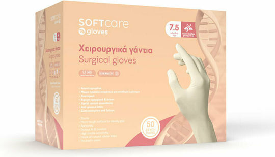 Soft Care Сургически Ръкавици Латекс Без Прах в Бял Цвят 100 бр