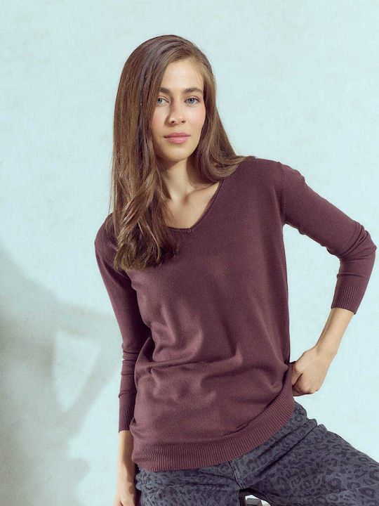 Celestino Damen Bluse V-Ausschnitt Lila