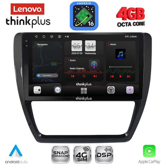 Lenovo Car Audio System for Volkswagen Jetta 2010-2016 Bluetooth USB WiFi GPS Apple CarPlay Android Auto with 10" Touch Screen