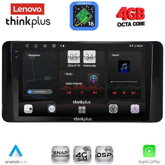 Lenovo Car Audio System for Toyota Land Cruiser 2023-2026 Bluetooth USB WiFi GPS Apple CarPlay Android Auto with 10" Touch Screen