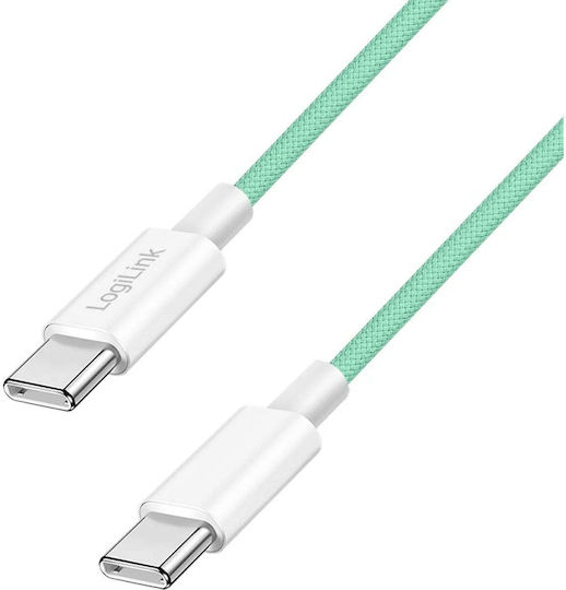 LogiLink Geflochtenes USB 2.0 Kabel USB-C männlich - USB-C 60W PD Grün 1m CU0347