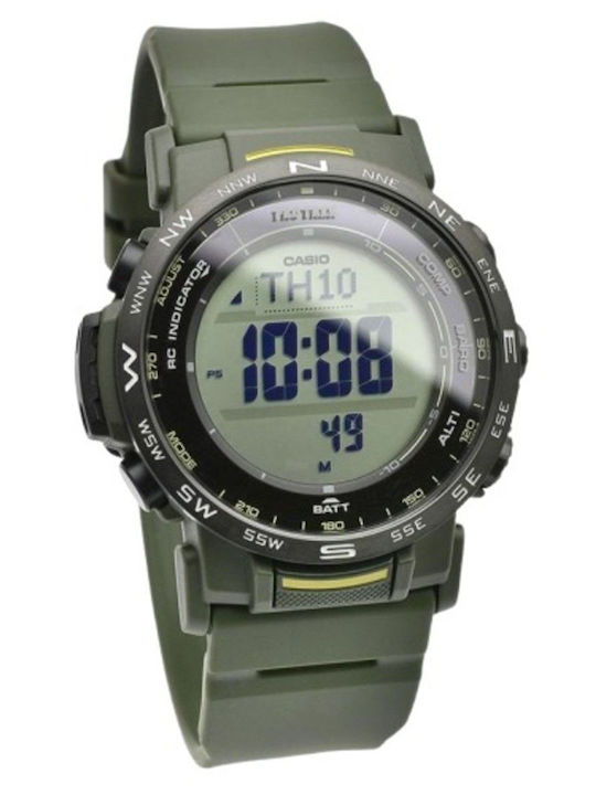 Casio Ceas Digital De Bărbați Solar Cu Curea Verde Din Cauciuc