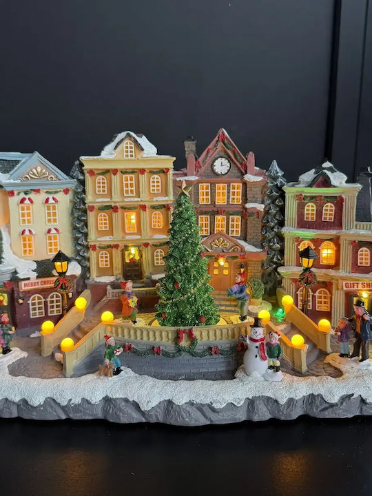 Weihnachtliche Dekofiguren Dorf Weiß mit Musik 47x23cm Neda Shop