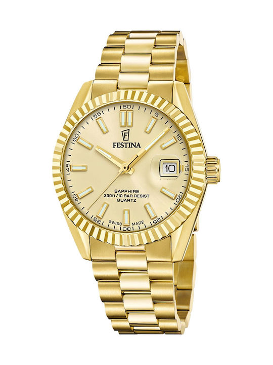 Festina Мъжки Часовник 40mm На Батерия Със Златист Металик Браслет