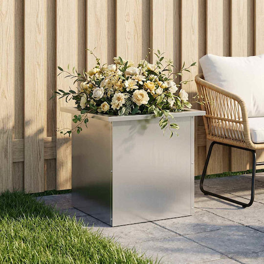 vidaXL Метална Кутия За Саксии Сребриста 40x40x40см