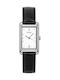 Women's Watch Battery with Leather Strap Silver