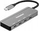 PremiumCord USB хъб 15 порта USB 3.2 с USB-C Сив