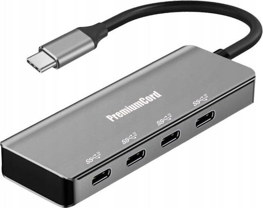 PremiumCord USB-Hub 15 Anschlüsse USB 3.2 mit USB-C Anschluss Grau