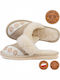 Leather Winter Women's Beige Slippers