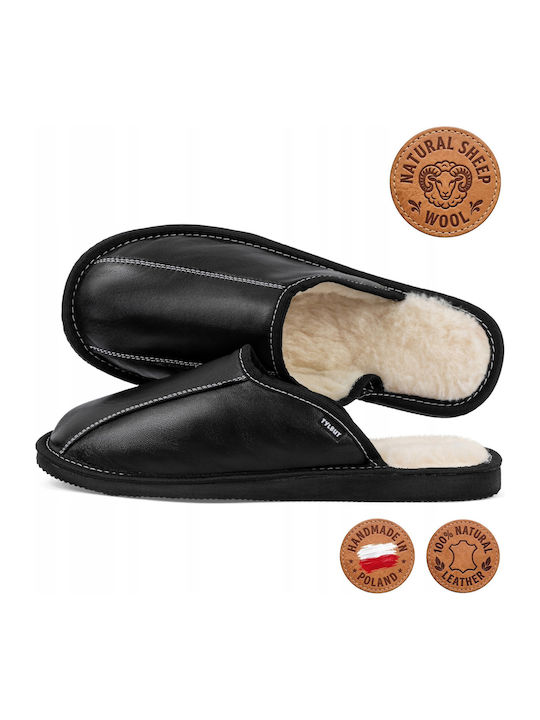 Damen Hausschuhe Leder Schwarze