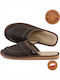 Memory-Schaum Leder Herren Hausschuhe Braun