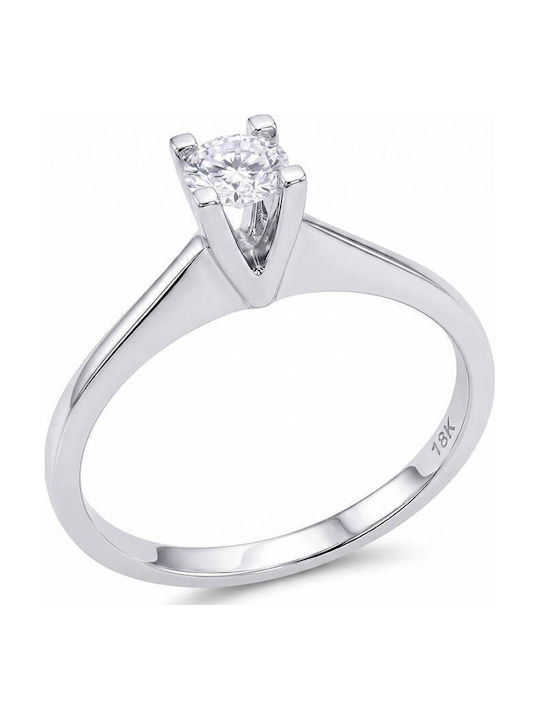 Einzelner Steine Ring Aus Weißgold 18K Einzelner Steine Ring Aus Weißgold 18K