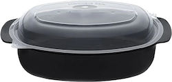 Πλαστικο Σκευος Micro Oval 750cc Μαυρο Σετ Καπακι 50αδα