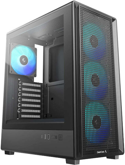 Deepcool CC550 Геймърско Midi Tower Компютърна кутия със Страничен прозорец Черна
