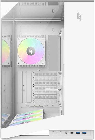 GameMax NEX C56 VC WH Геймърско Midi Tower Куτί за Компютър със Страничен Прозорец Бял