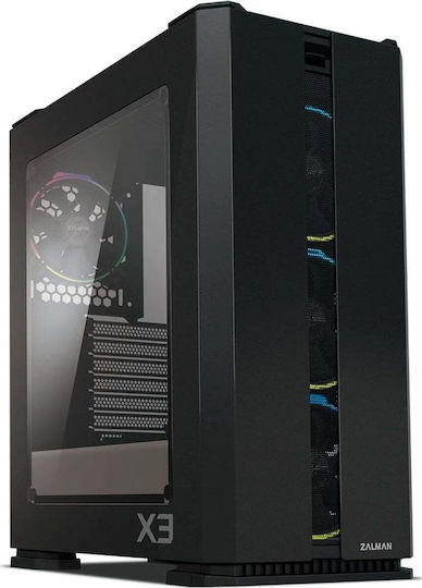 Zalman X3 TG RGB Gaming Midi-Turm Computergehäuse mit Seitenfenster Schwarz