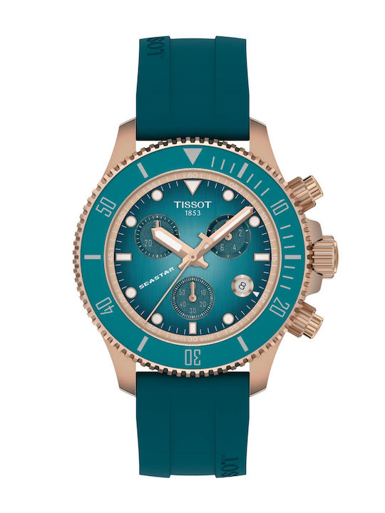 Tissot Seastar 1000 Ceas Dama 38mm Cronograf Cu Curea Din Cauciuc Verde
