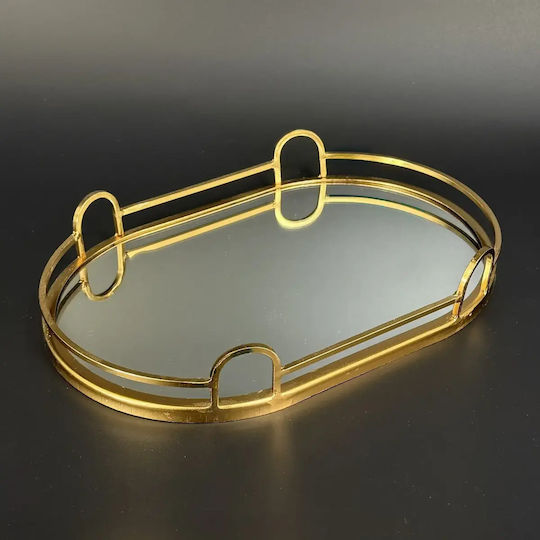 Tablett Hochzeit mit Spiegel Gold