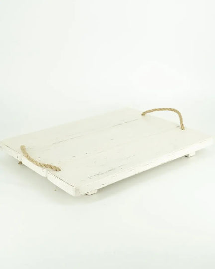 Hochzeits-Tablett aus Holz Weiß