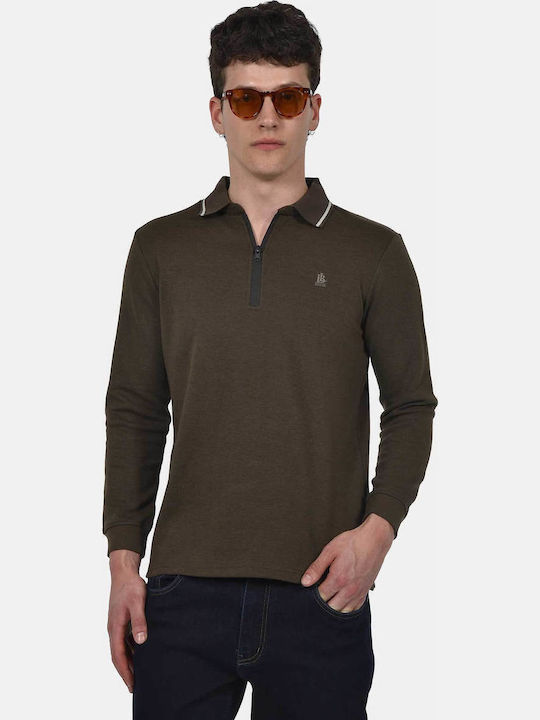 Berto Lucci Polo Long Sleeve Brown Blouse