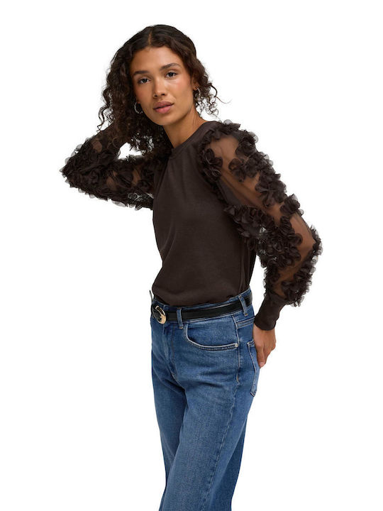 Jdy Women's Blouse Long Sleeve Brown
