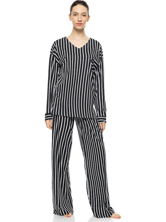 Pink Label Sommer Damen Schlafanzughose Navy