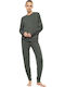 Pink Label Sommer Damen Schlafanzughose Bordo