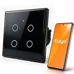 Qoltec Comutator de perete încastrat tactil Wi-Fi cu ramă negru
