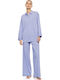 Pink Label Winter Women's Pyjamas Set Soft Blue/bordeaux