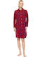 Pink Label Winter Damen Nachthemd Burgundisch