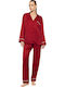 Pink Label Winters Frauen Schlafanzug & Pyjamas Satin Burgundisch