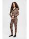 Minerva Minerva Damen Schlafanzug Set Winter Baumwolle Braun Leopard Tier