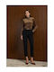 Women's Fabric Trousers Black 27005-1-Black