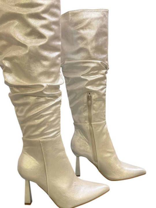 Damenstiefel mit Hochabsatz Silber