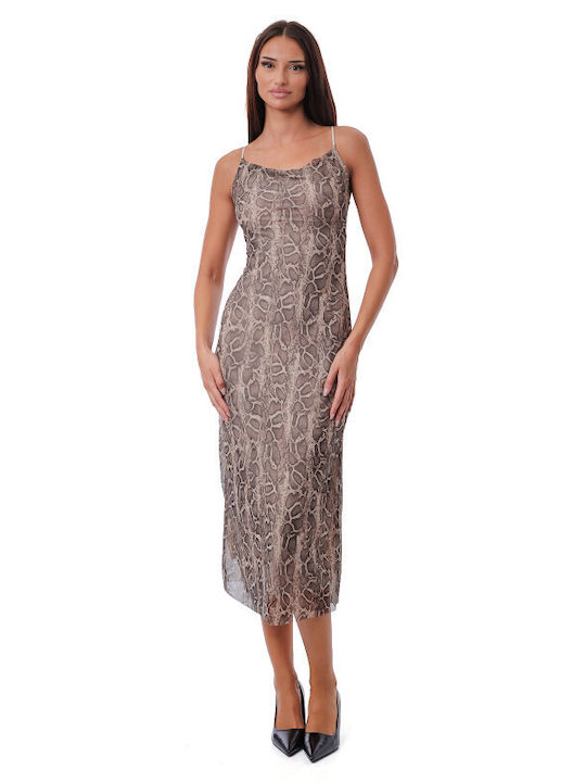 Silia D Sommer Midi Wickel Damenkleid Grau