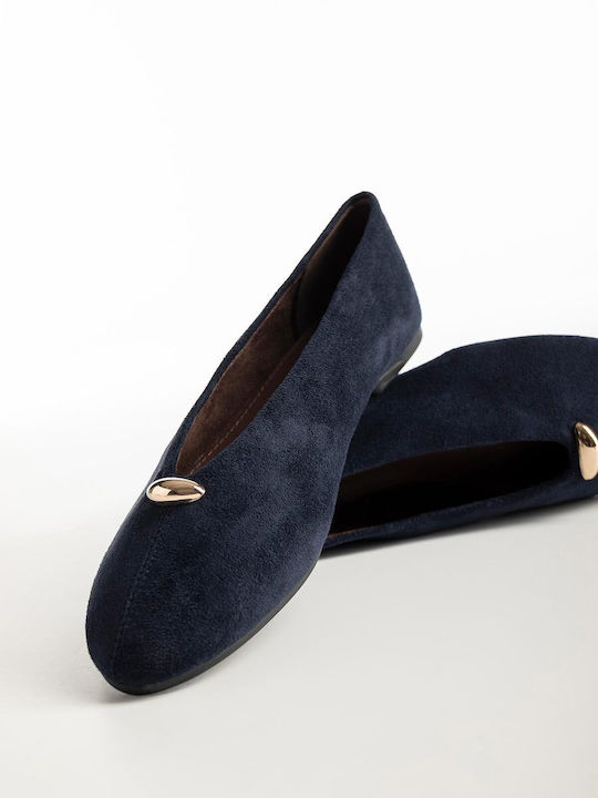 Bozikis Suede Γυναικείες Μπαλαρίνες Μπλε