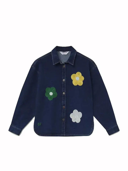 Long Sleeve Women's Denim Shirt Blue