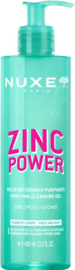 Nuxe Zinc Power Facial Cleansing Gel for Oil Control & Against Imperfections 400ml