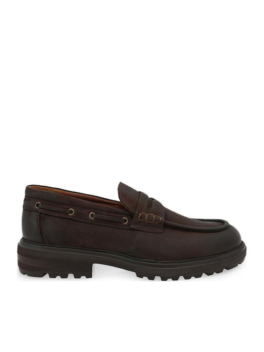 Δερμάτινα Ανδρικά Loafers σε Καφέ Χρώμα