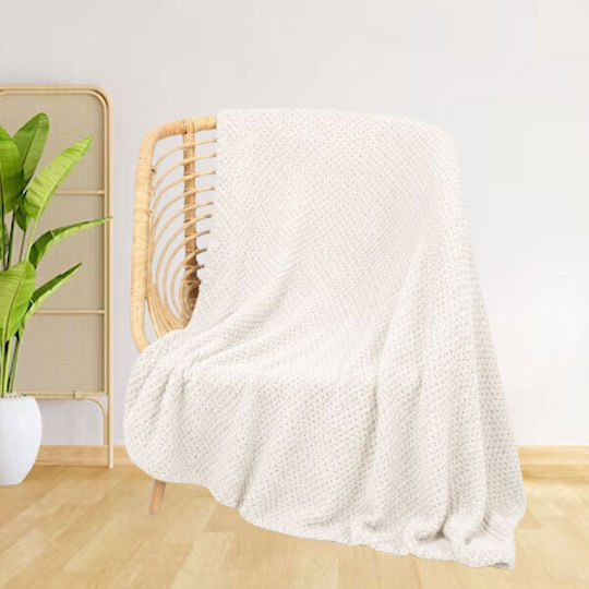 SpitiBazaar Fleece Double Blanket 215x230cm Ecru