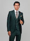 Costum Bărbați Cu Vestă Cu Croială Slim Verde