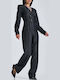 Damen Langärmige Jumpsuit Schwarz