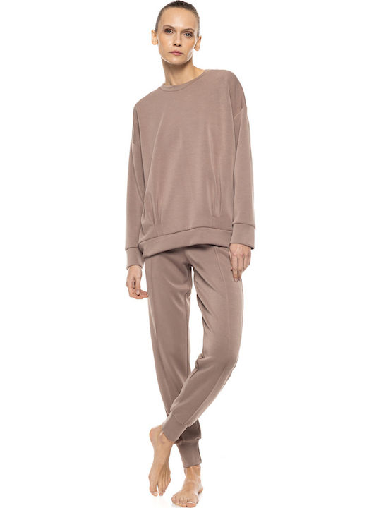 Pink Label Winters Schlafanzug & Pyjamas Für Damen Chocolate