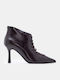 Suede Women's Ankle Boots with High Heel Brown