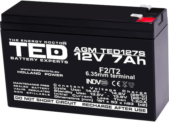 Battery Pack Compatible Apc Rbc106 12v 7ah 1x12v Ted Electric