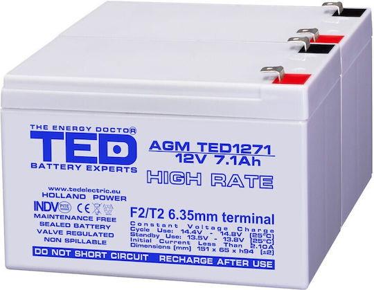 Battery Pack Compatible Apc Rbc48 24v 7.1ah 2x12v Ted Electric